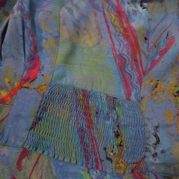 80s Rayon Cropped Jacket Tank Shorts Suit Abstract T - Picture 7 of 13